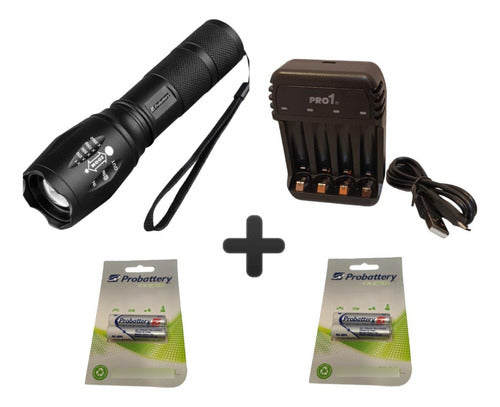 Probattery Combo: Zomm+ Flashlight with Charger + 4 AAA Rechargeable Batteries 1