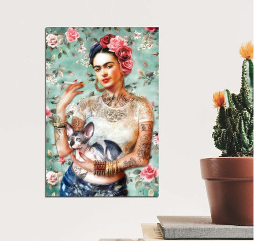 Decorative Vinyl 40x60cm Frida Kahlo Pop Art Egyptian Cat 0