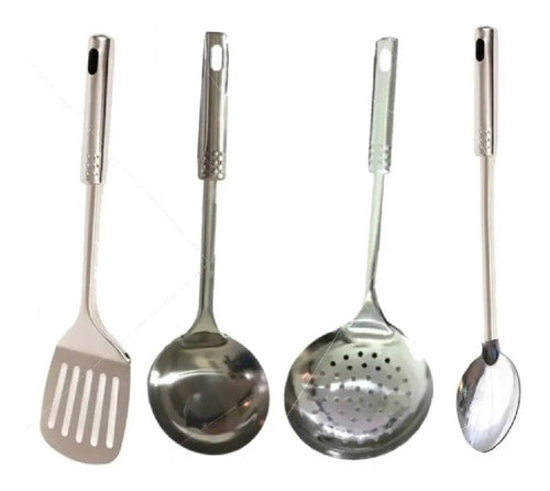 Renkai Set of 4 Kitchen Utensils Stainless Steel Ladle Spatula Spoon 0