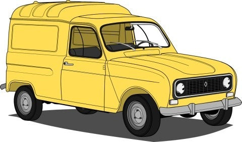 Renault 4 Van - Digital - Autos Francia - Lámina 45x30 Cm. 1