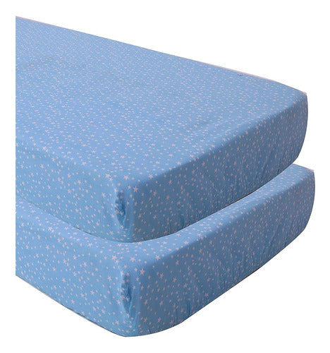 Bacati Space Crib Hojas Ajustadas (estrellas Azules) 0