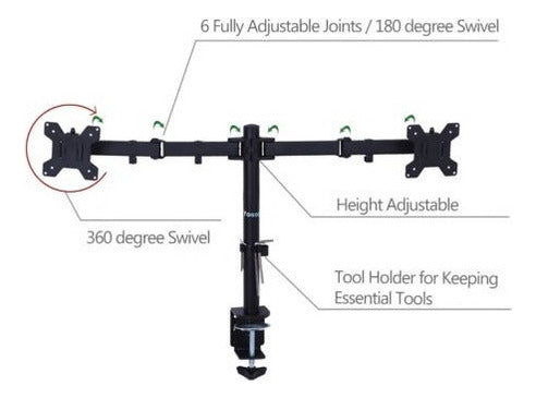 ¿doble Doble Brazo Soporte Lcd Computadora Monitor Soporte D 4