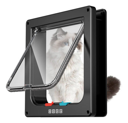 Farever Medium Cat Door - Black, 4 Modes Locking Mechanism, Width 5.5cm 0