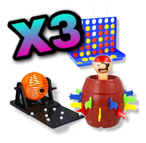 Juego De Mesa Combo X 3 Bingo - Salta Pirata Y 4 En Linea 1