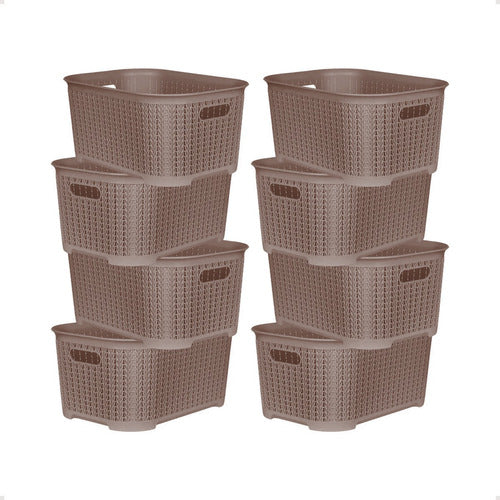 Set of 8 Plastic Rattan Organizer Baskets 36x25x17 cm 8