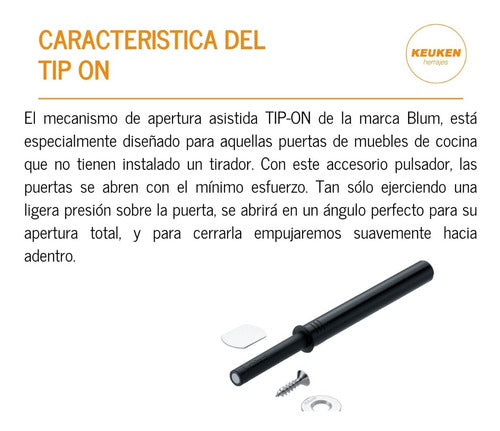 Blum Pair of Hinges Without Spring + Long Tip-On Combo Kit 4
