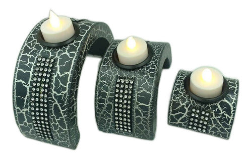 3 Un   Porta Velas Castiçal  +  3 Velas De Led + 9 Baterias 0