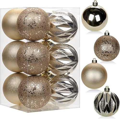 Christmas Ornament Kit Mixed Texture Balls 8cm Pack of 12 0