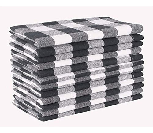 Light Y Pro 12 Pack Gingham Check Napkins 18x18 Gris Blanco 0