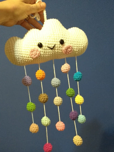 Móvil Nube Crochet. Deco Cuarto Bebé 4