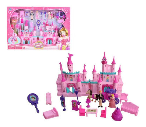 Jugueteria Del Tomate Girls Dream Castle with Furniture and 2 Dolls 0