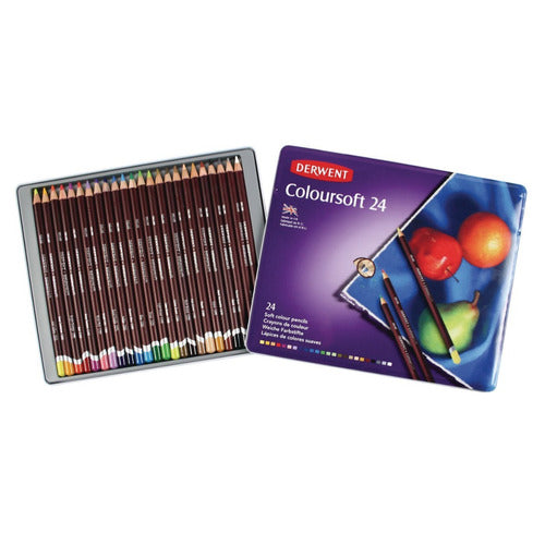 Derwent Coloursoft 24-Pack Colored Pencils Tin 0