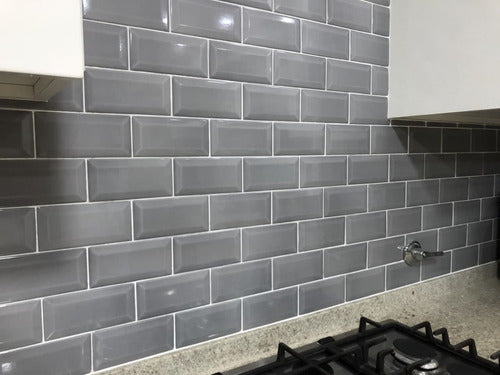 Valyria Home Cerámica Baño Pared Azulejo Subway Gris Biselado 2