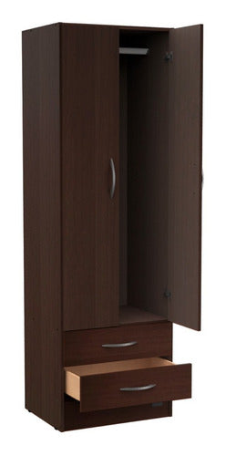 Placard 2 Doors 2 Drawers Coated in Chocolate 55976 Luico 0