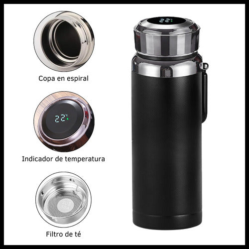 Stainless Steel 1 Liter Thermos Bottle with LED Display Temperature and Filter 15