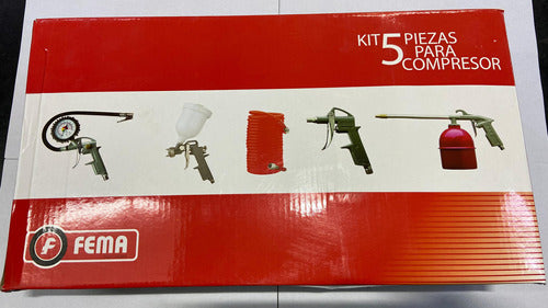 Fema 5-Piece Compressor Kit with Hose + Air Spray Guns Set 1