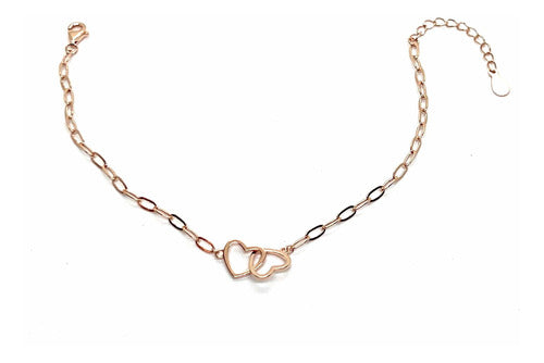 925 Silver Gold Plated Bracelet with Inseparable Hearts 3