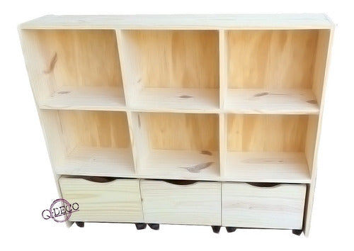 Qdeco Solid Pine Wood Toy Organizer with Wheels 1