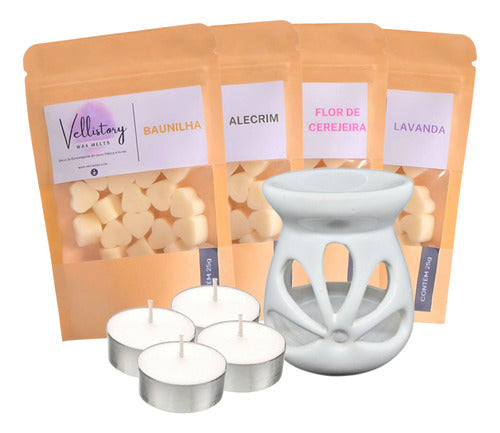 Kit Aromatizador Rechaud De Cerâmica + 4 Wax Melts 25g 0