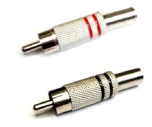 2 Red and Black Metal Silver RCA Plugs 0