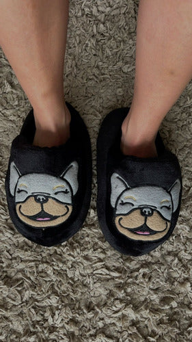 French Bulldog Black Slippers 1