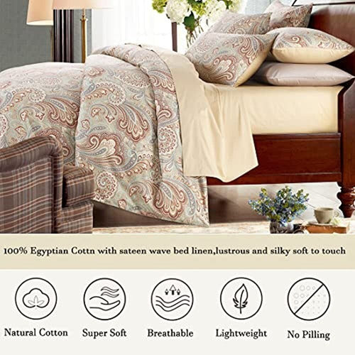 WINLIFE Egyptian Cotton Paisley Quilt Cover Set 1