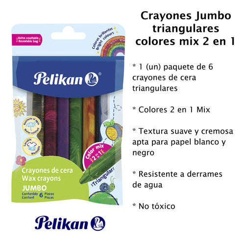 Pelikan Kit Crayones De Cera Mix X6 + 1 Libro P/colorear 2