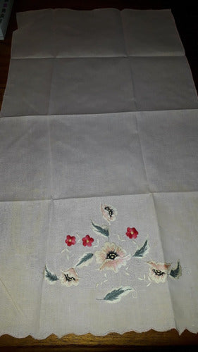 Hand Embroidered Vanity Towel Cover 100% Cotton - Pale Pink 2