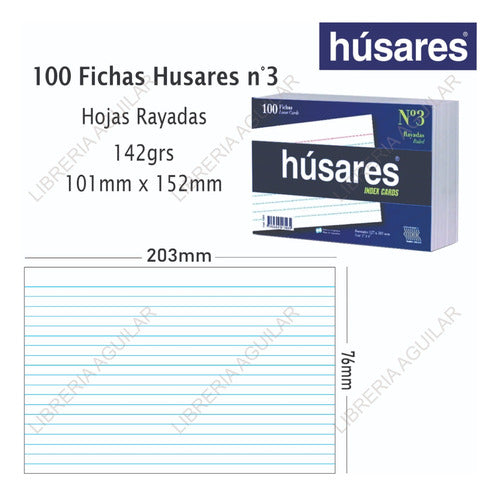 Húsares Ficha Rayada Nº3 127x203mm 100hjs Papel Obra Para Fichero 1