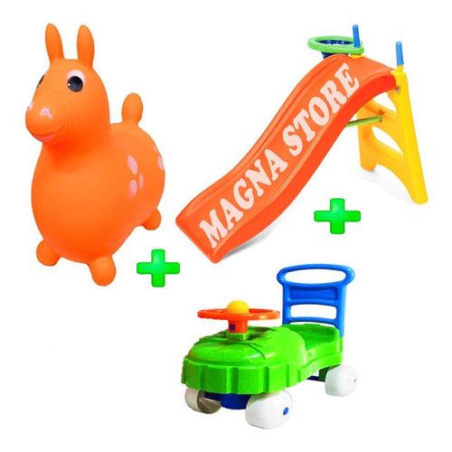 Magna Store Soft Play Set X3: Slide with Walker and Bouncing Horse 0