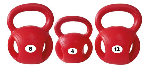 Set Russian Kettlebell With Side Handle 4kg+8kg+12kg PVC 770 Store 8