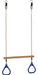 Huawell Wooden Trapeze with Plastic Gym Rings 0