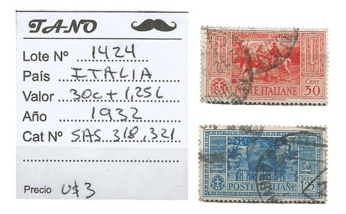 TANO Lote1424 Italia 30cent + 1.25 Liras Año 1932 Sas# 318 Y 321 0