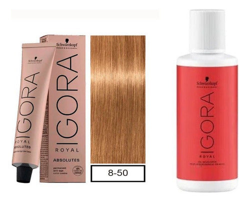 Schwarzkopf Igora Royal Absolutes 8-50 Hair Color + 60ml Developer 0