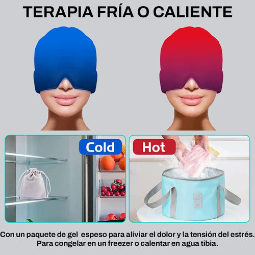 Gorro Gel Alivio Migraña Dolor Cabeza Compresa Frio Caliente 1