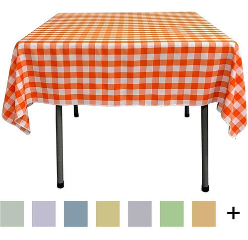 La Linen Overlay Linen Tablecloth, 58 by 58 Inches, Orange 1