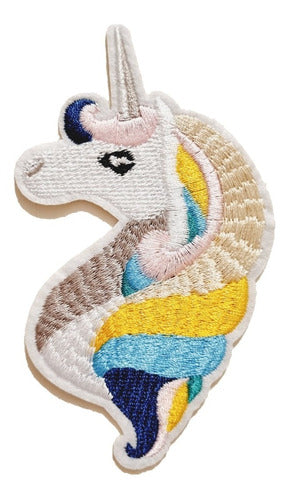 Aplique Termoadhesivo Unicornios Bordados Con Glitter X 3 U 1