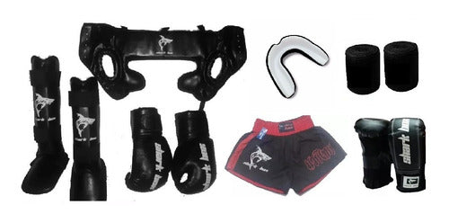 Protector Cabezal C/pómulos Boxeo Marca Shark Box Cuero Sint 4