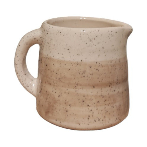 Handmade Low Ceramic Jar - Cream and Black Splatter with Moss Green Stripe 5