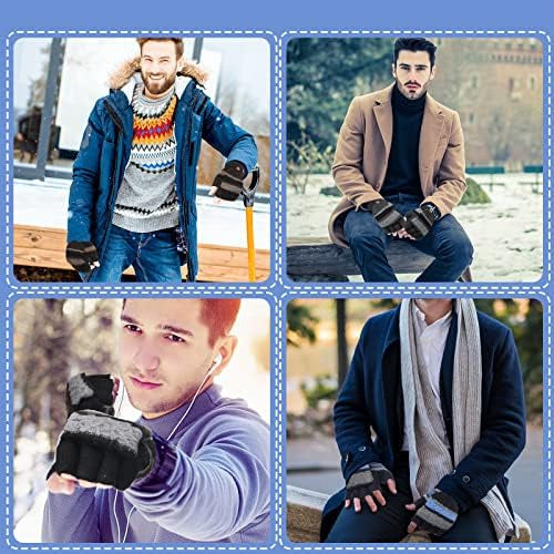 4 Pairs of Convertible Fingerless Knit Winter Gloves for Men and Women 5