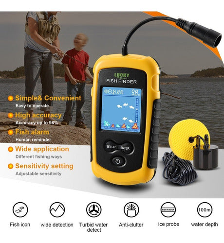 Lucky Lcd - Localizador Portátil De Peixes Com Fio (100m P) 4