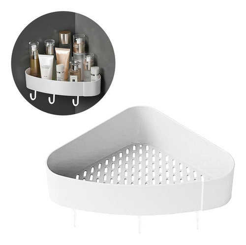 El Regalón Corner Bathroom Shelf with Suction Cups and Hooks 0