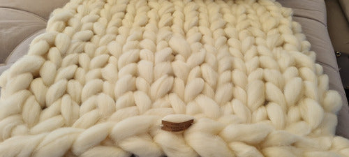 Handmade Nordic Style XXL Bed Runner Blanket in Natural Wool 1.80x0.60 12