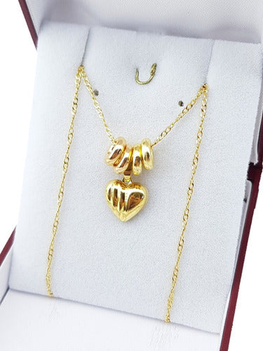 Regalo De Amor Cadena + Corazon C/ Donas Enchap Oro No Ful 0