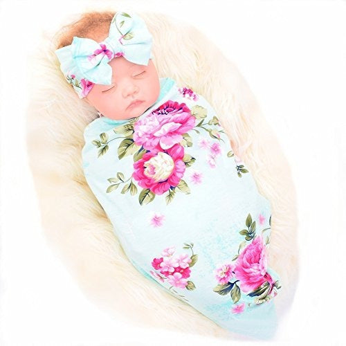 Galabloomer Newborn Receiving Blanket Headband Set 0