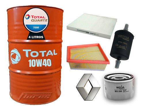 Total Oil Change 10w40 5L + Renault Duster 1.6 Filters 0