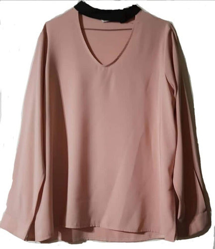 XX Blusa Crepe Escote V Con Tira Y Tajo A Los Costados 1