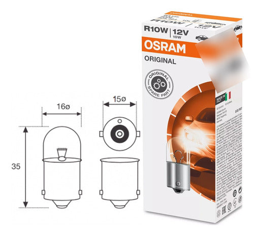 Osram Kit 10 Halogen Lamps R10w 12V 1 Pole Pair 10W 5008 1