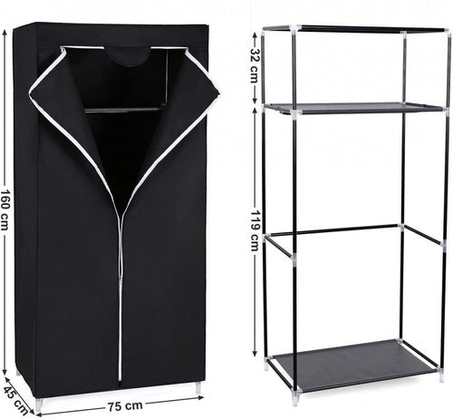 J'Store Folding Fabric Wardrobe with Clothes Bar 75x45x145 4