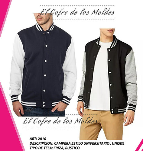 El Cofre de los Moldes Digital University Jacket Pattern, Sizes 3XL to 7XL 1